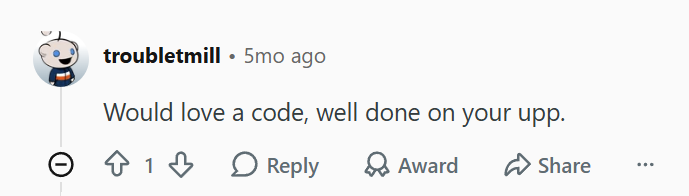 Reddit comment congratulating the ConvertFast team